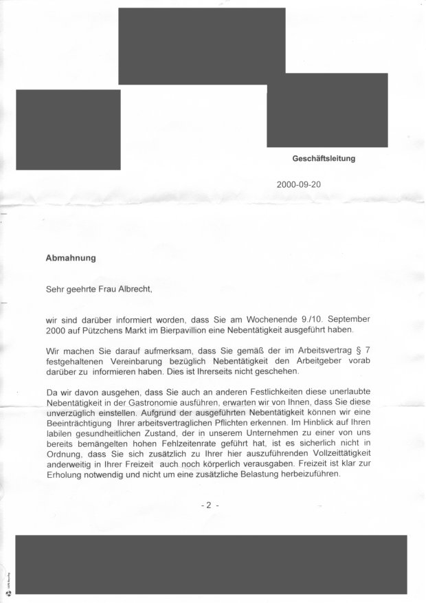 Abmahnung Seite 1