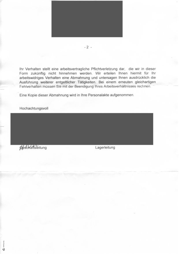 Abmahnung Seite 2